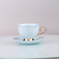Marble Print Tea Cup And Saucer Set Monochrome Coffee Teacup with Plate Spoon - 3 Pieces