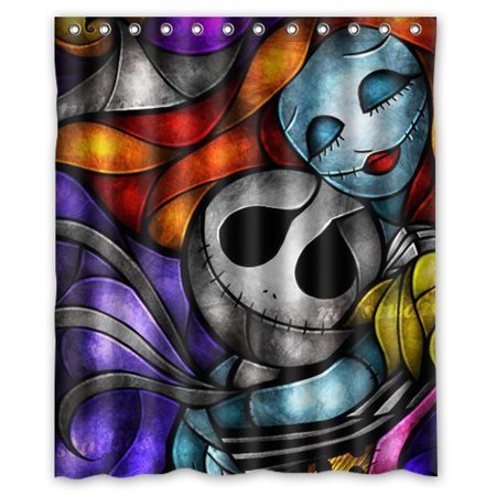 Stained Glass Art Jack and Sally Shower Curtain