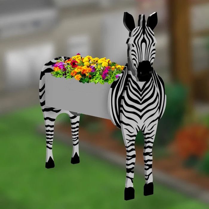 African Animal Zebra Planter Flower Pot