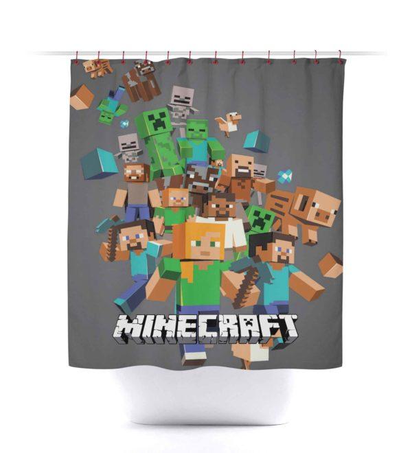 Awesome Geek Video Game Kids Minecraft Creeper Shower Curtain
