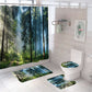 Green Trees Landscape with Sunshine Forest Scene Shower Curtain
