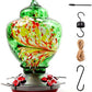 Backyard Garden Cleaning Recycled Colorful Stained Glass Hanging Hummingbird Feeder