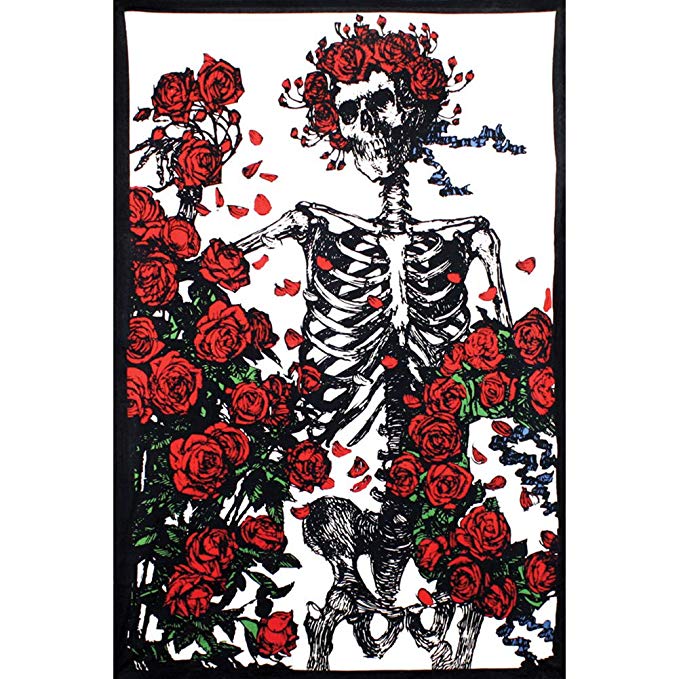 Bertha Grateful Dead Skeleton and Roses Tapestry