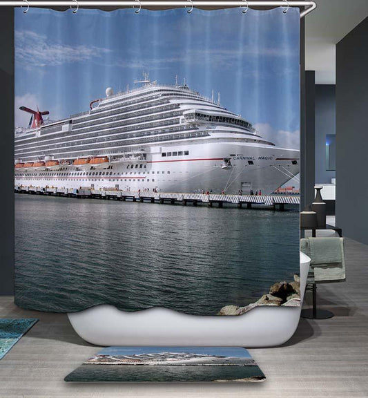 Big Carnival Travel Theme Cruise Ship Shower Curtain