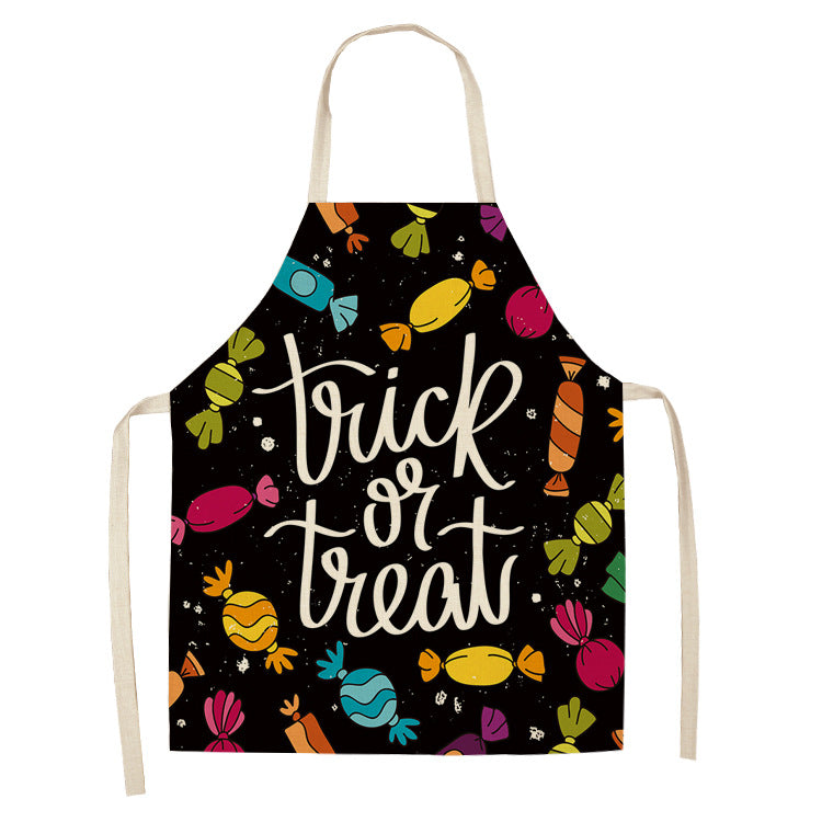 Black Backdrop Colorful Candy Trick or Treat Kitchen Apron