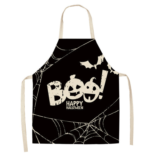 Black White Bee Happy Halloween Spider Bat Kitchen Apron