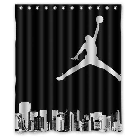 Basketball Sport Black White Air Jordan Shower Curtain