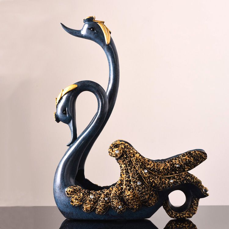 Blue Couple Birds Swan Wine Bottle Holder Romantic Wine Rack