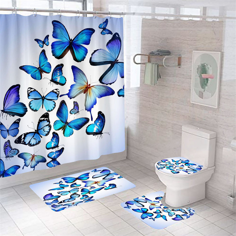 Beautiful Stunning Natural Flying Blue Butterfly Shower Curtain