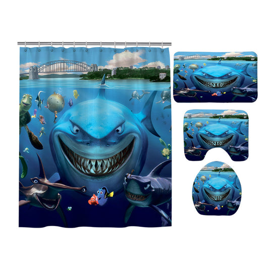 Cartoon Marine Shark Finding Nemo Shower Curtain