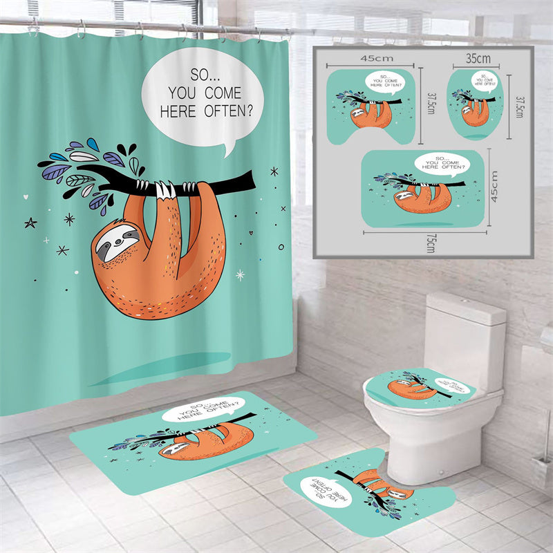 Hanging Tree Funny Animal with Quotes Cartoon Orange Sloth Shower Curtain