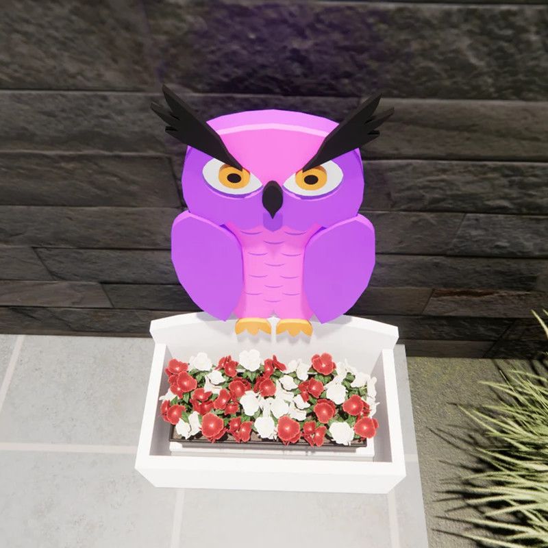 Purple Cartoon Colorful Owl Planter Flower Pot