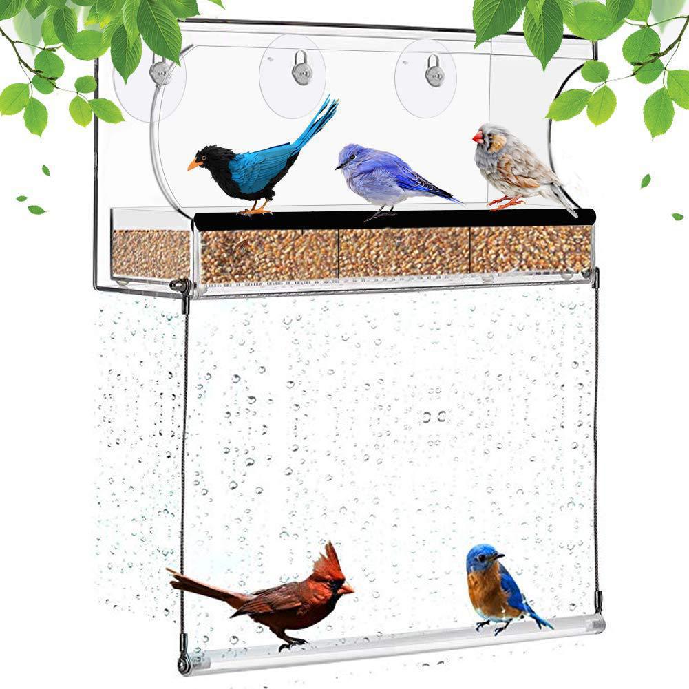 Clear Acrylic Suction Cups with Swing Seat Bird Feeder