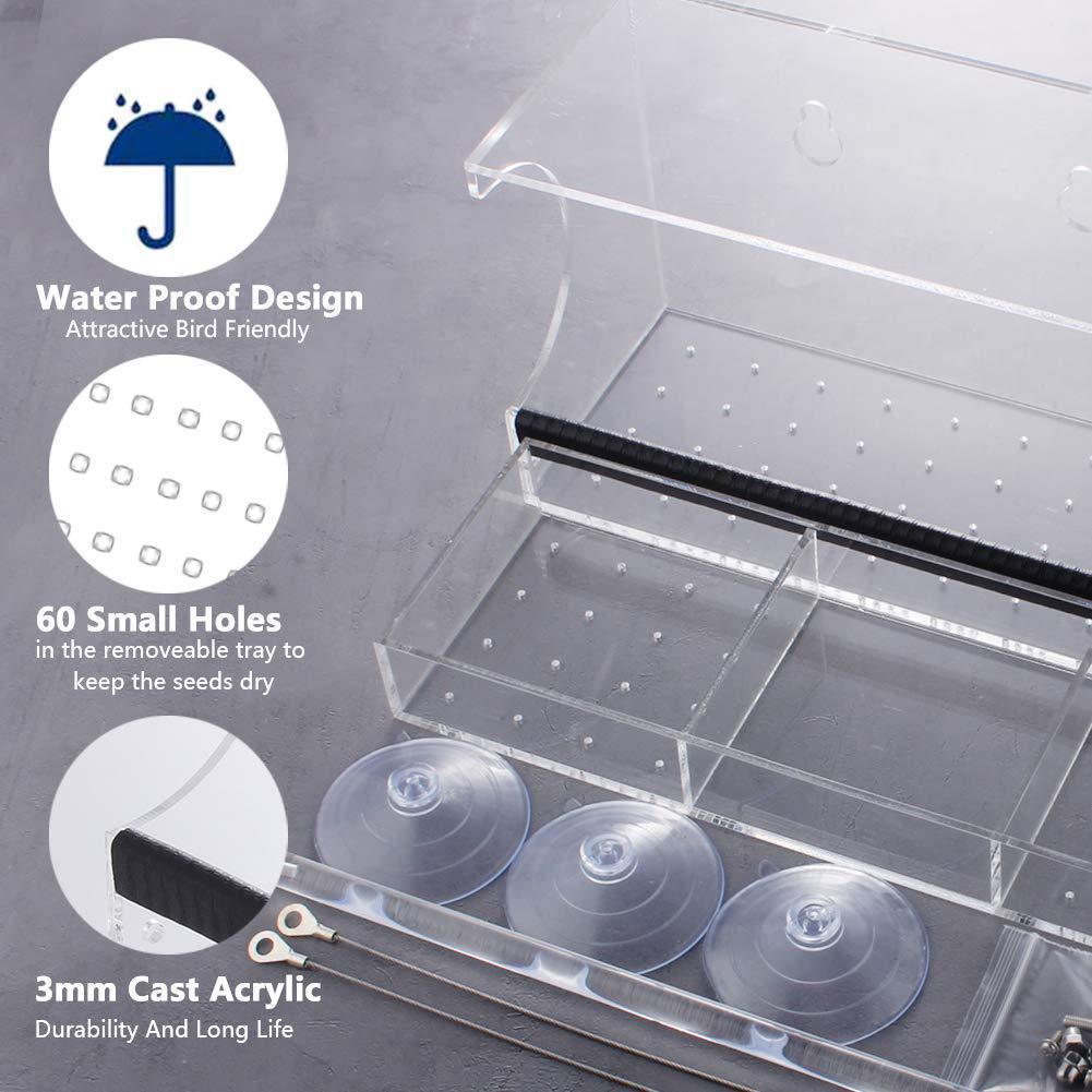 Clear Viewing Acrylic Suction Cups Swing Seat Window Bird Feeder