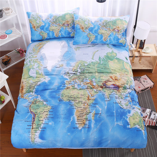 Clear World Map Duvet Covers Bedding Sets