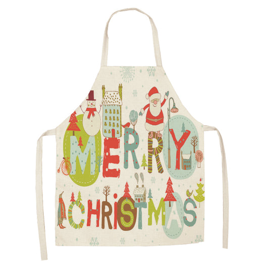 Colorful Merry Christmas Quote Font Art Kitchen Apron