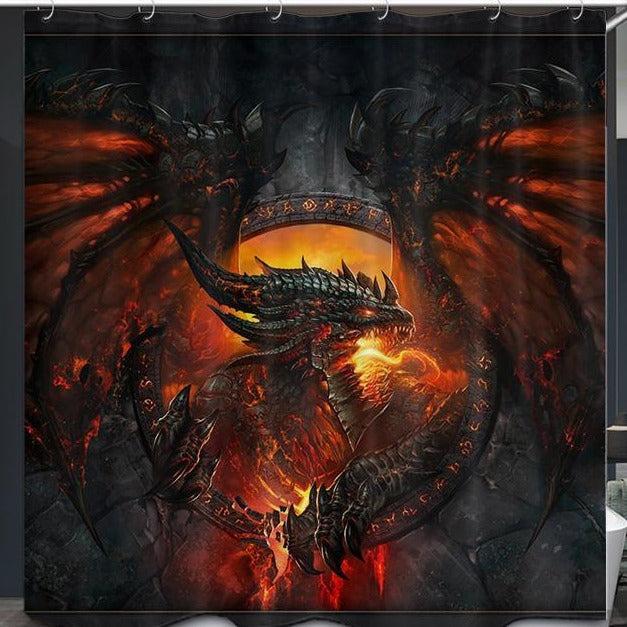 Cool Fantasy World Fire Dragon Shower Curtain