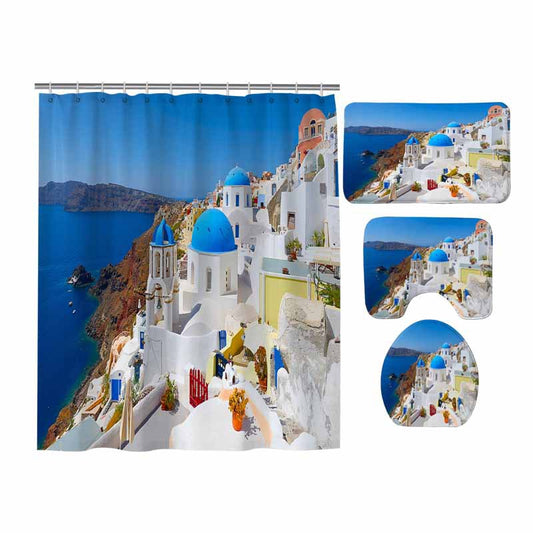 Aegean Sea Scenery Greece Country Travel Santorini Shower Curtain