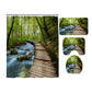 Across River Green Forest Peaceful Wooden Path Shower Curtain