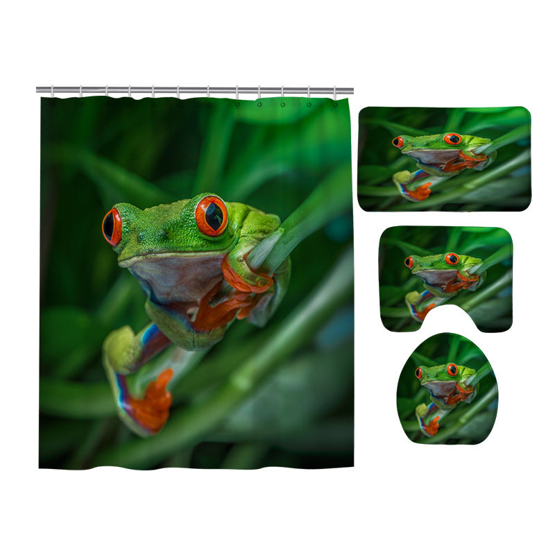 Green Rainforest Leaves Red Eyed Frog Tree Frog Shower Curtain
