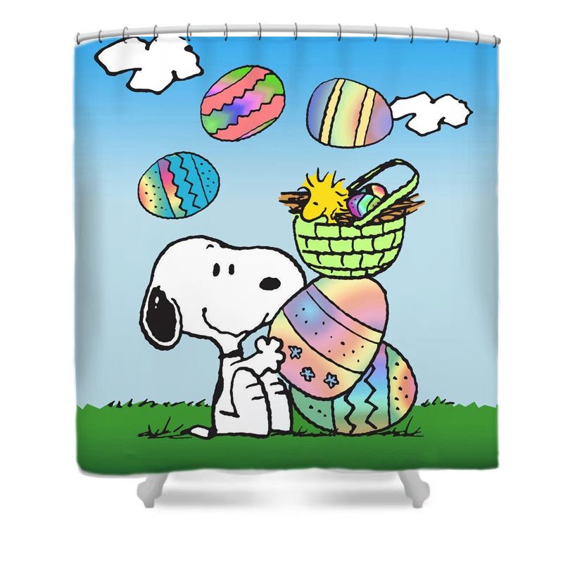 Easter Snoopy Eggs Cartoon Shower Curtain