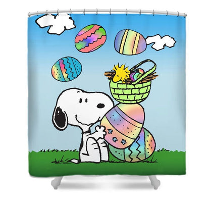 Easter Snoopy Eggs Cartoon Shower Curtain