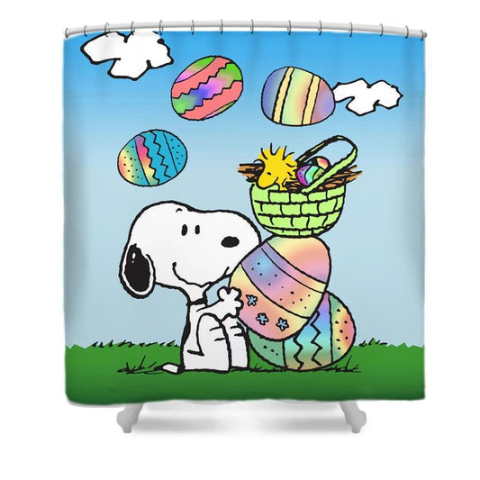 Easter Snoopy Eggs Cartoon Shower Curtain