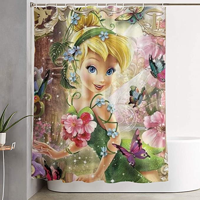 Fairy Tale Butterfly with Flowers Tinker Bell Shower Curtain