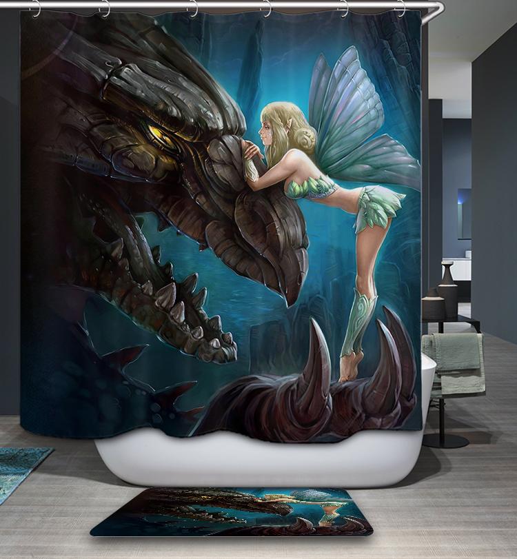 Elf Cool Fantasy World Fairy Dragon Shower Curtain