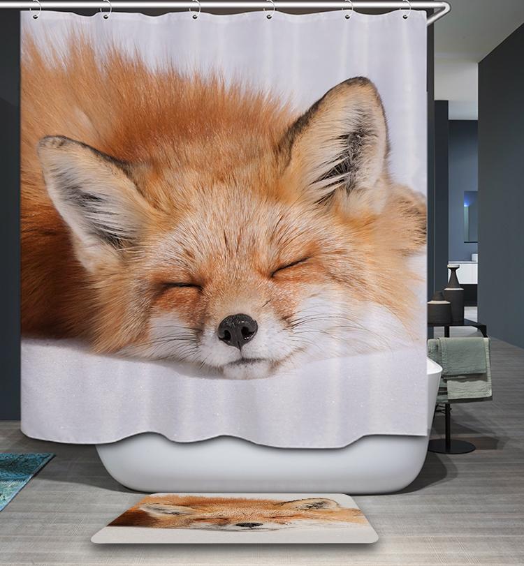 Lovely Kidnap Forest Fuzzy Animal Cute Fox Shower Curtain