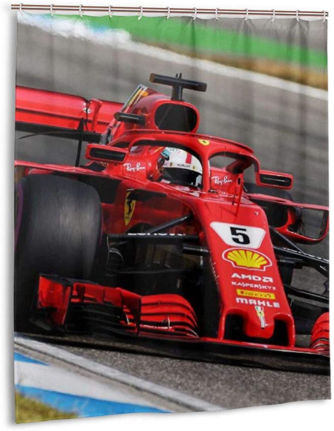 Red Ferrari Racing Car Formula 1 Shower Curtain