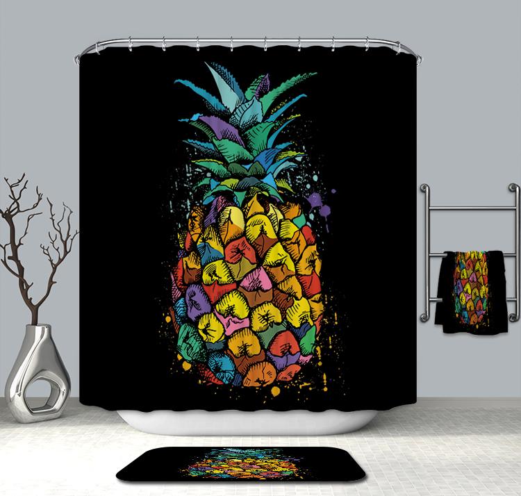 Watercolor Tropical Fruit Pineapple Shower Curtain