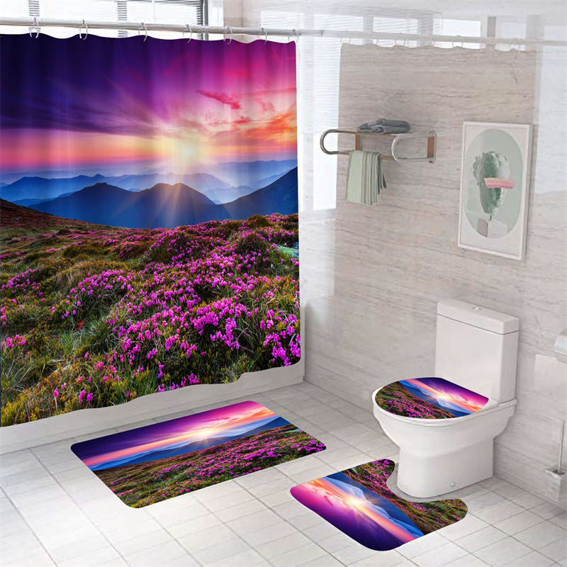 Morning Sunshine Nature Purple Flower Lavender Filed Shower Curtain