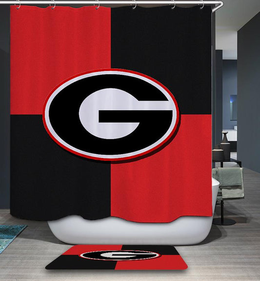 Red Football Team Sport Georgia Bulldogs Shower Curtain