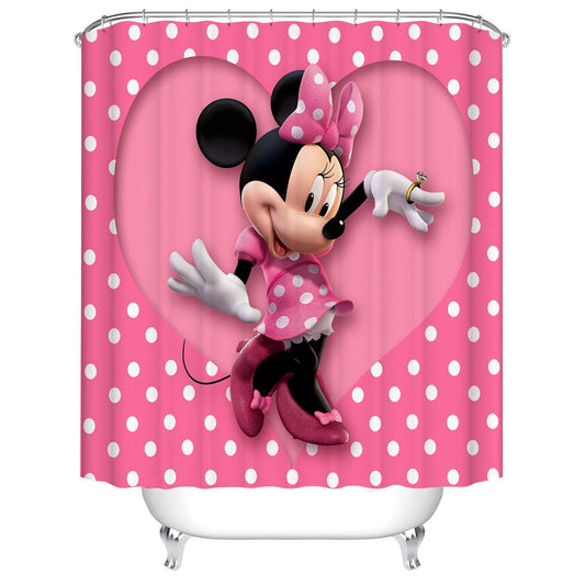 Pink Heart Mouse Shower Curtain