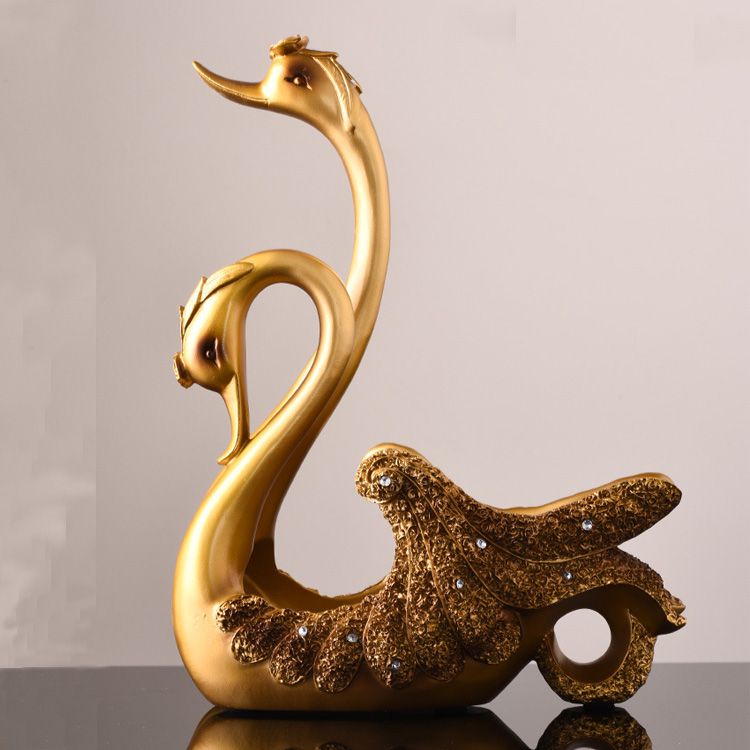 Golden Couple Birds Swan Wine Bottle Holder Romantic Wine Rack