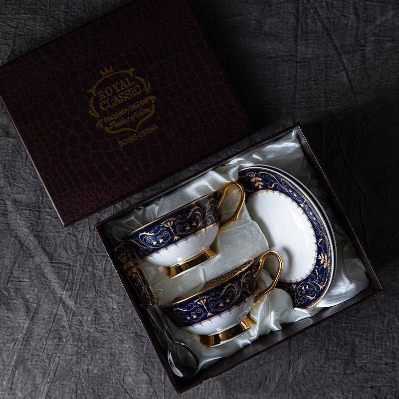 Greek Key Paisley Floral Cup and Saucer Set - 3 Pieces