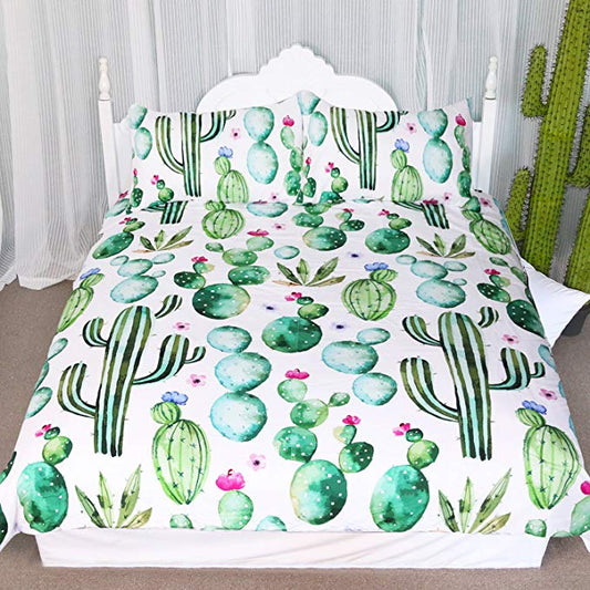 Green Painting Tropical Cactus  Duvet Covers Bedding Sets