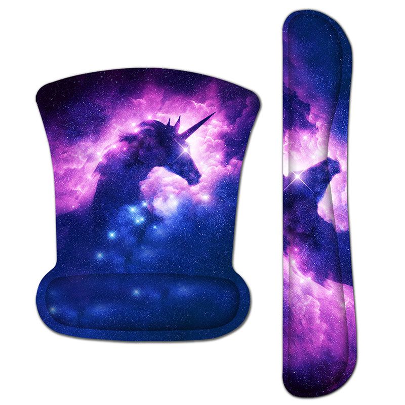 Fantasy Unicorn Galaxy Mouse Pad with Wrist Rest Keyboard Support