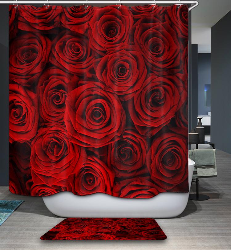 Hybrid Garden Romantic Valentine Red Rose Shower Curtain