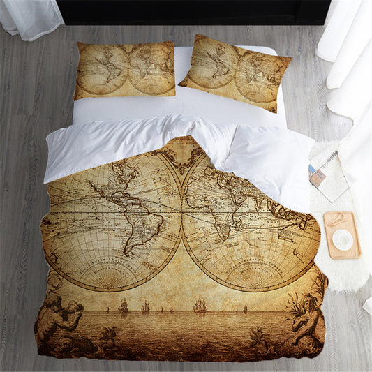 Medieval Vintage World map Duvet Covers Bedding Sets