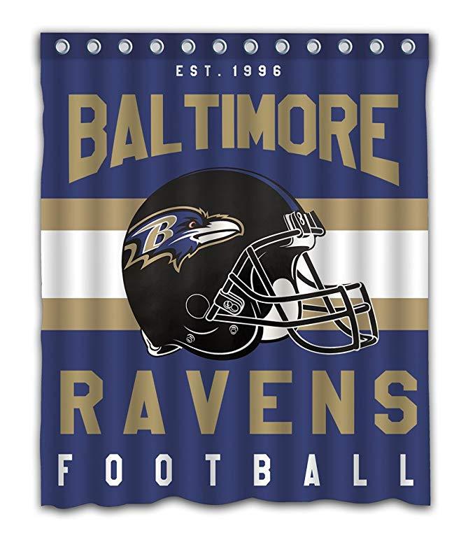 Football Helmet Team Flag Baltimore Ravens Shower Curtain