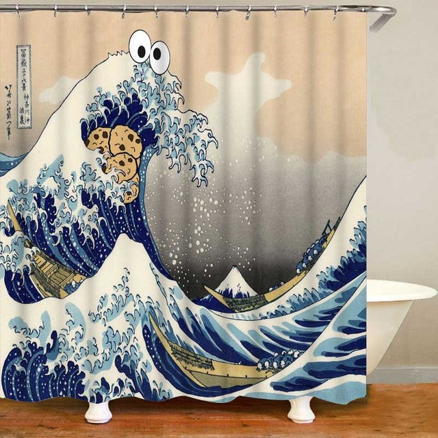 Cookie Monster Wave Shower Curtain