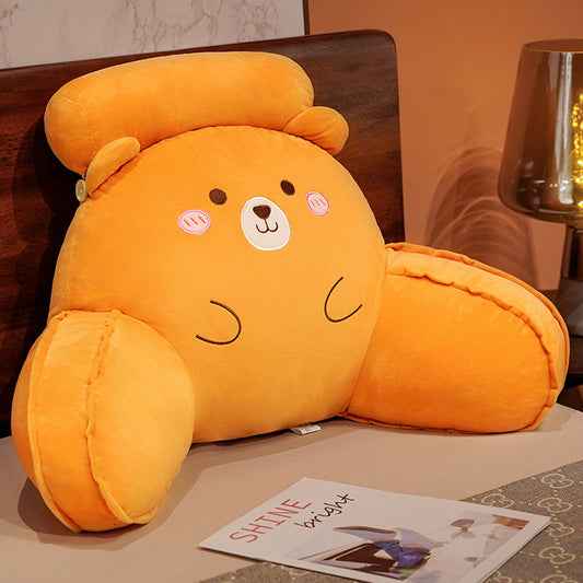 Cartoon Animal Orange Bear Backrest Pillow with Arms