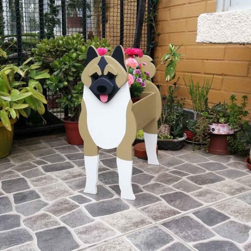 American Akita Succulent Dog Planter Pot