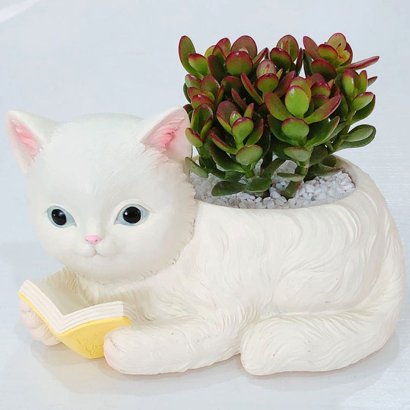 White Cat Planter Kitty Cute Pet Succulent Pot