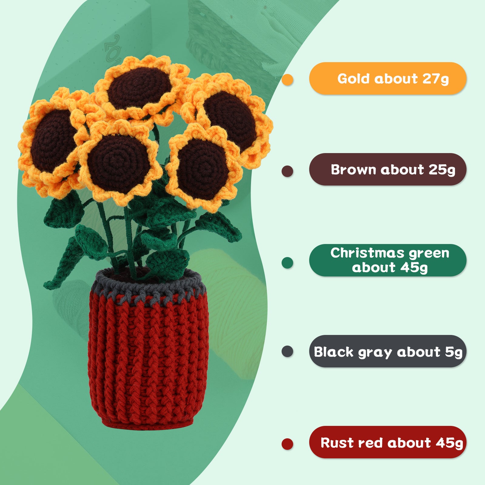 Pot of Sunflower Crochet Kit for Beginners