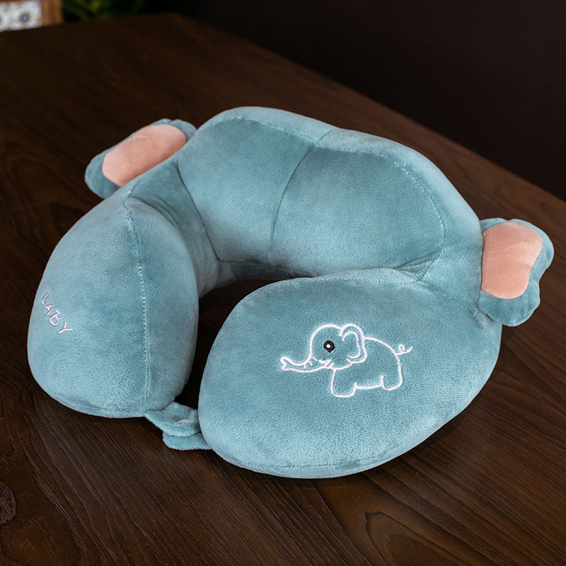 Blue Cartoon Elephant Ear Neck Pillow