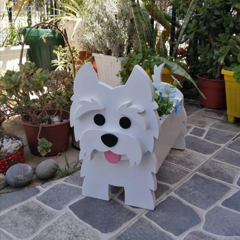 Westie West Highland White Terrier Succulent Dog Planter Pot