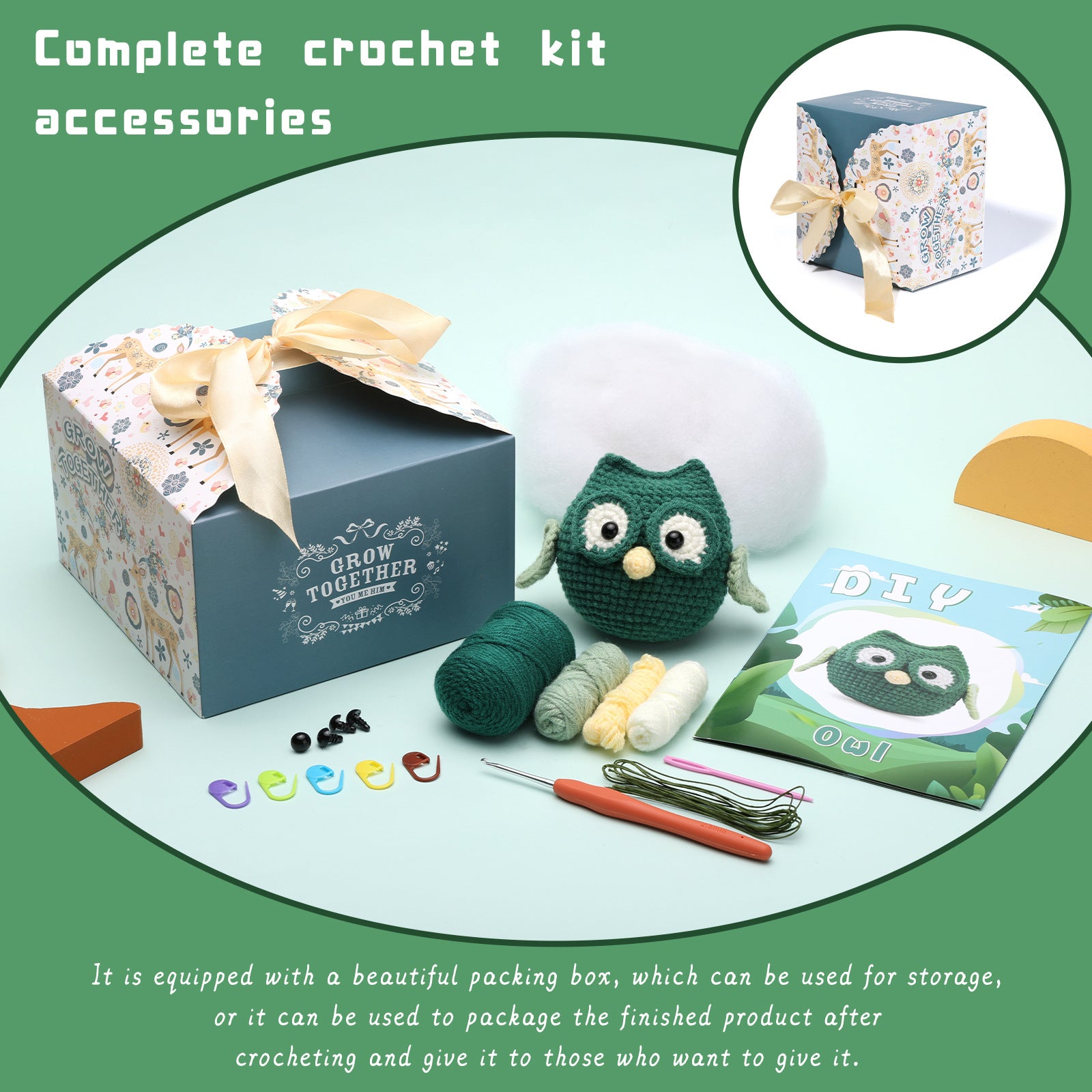Green Owl Crochet Kit